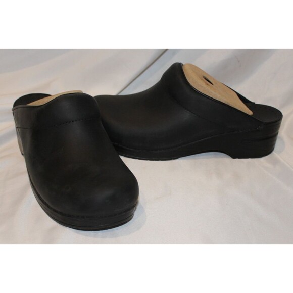DANSKO Men\'s Karl Black Leather Professional Slip-on Clogs NIB